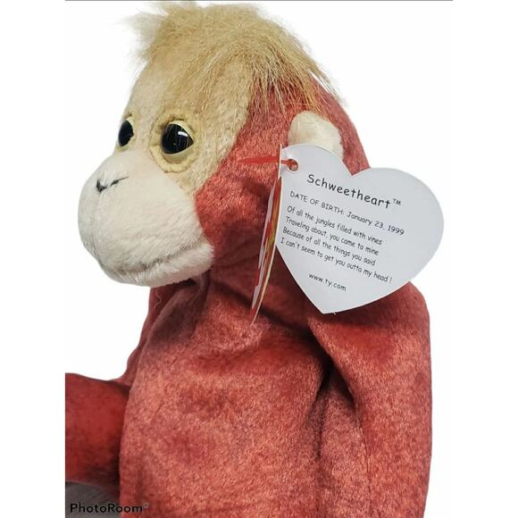 TY Original Beanie Baby Schweetheart Orangutan Monkey Plush Animal - Picture 3 of 6